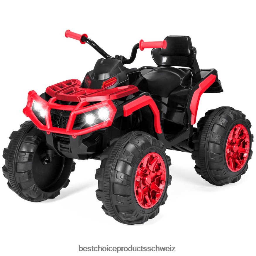 Best Choice Products 12-V-4-Rad-Quad-ATV-Kinderauto zum Aufsitzen mit maximal 6,0 km/h, Bluetooth und Scheinwerfern Rot 2JD022497