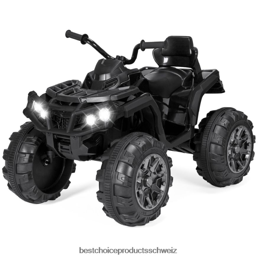 Best Choice Products 12-V-4-Rad-Quad-ATV-Kinderauto zum Aufsitzen mit maximal 6,0 km/h, Bluetooth und Scheinwerfern Schwarz 2JD022496