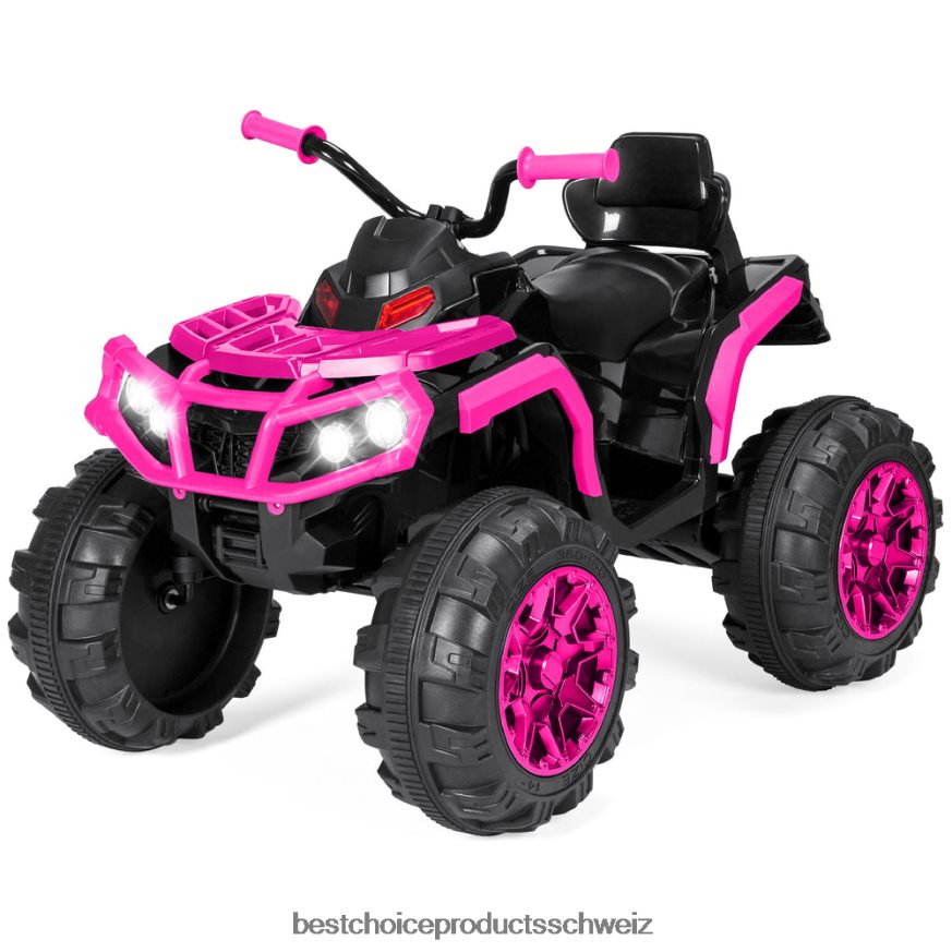 Best Choice Products 12-V-4-Rad-Quad-ATV-Kinderauto zum Aufsitzen mit maximal 6,0 km/h, Bluetooth und Scheinwerfern heißes Rosa 2JD022501