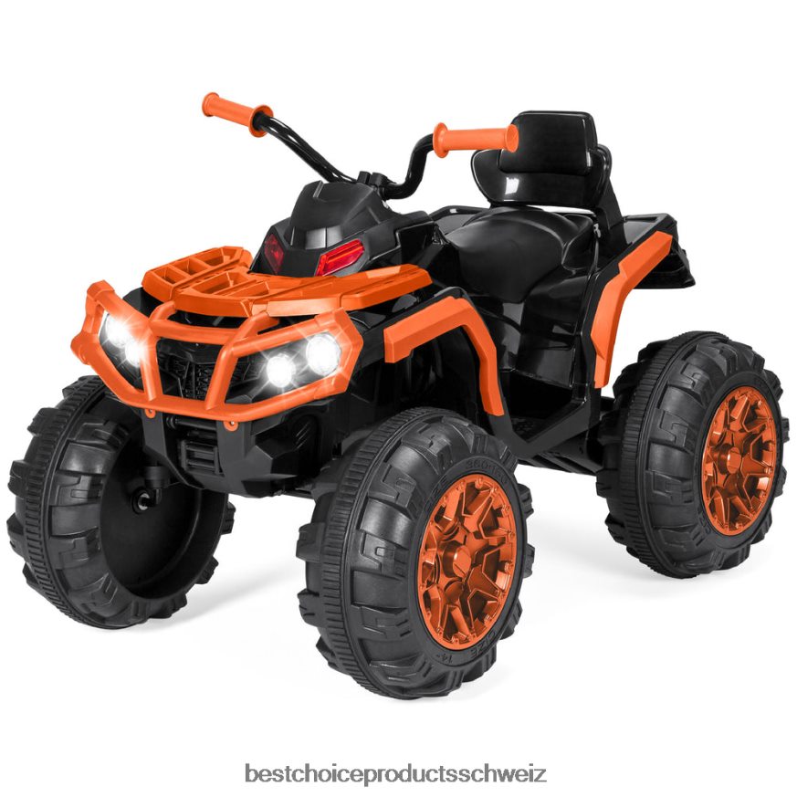 Best Choice Products 12-V-4-Rad-Quad-ATV-Kinderauto zum Aufsitzen mit maximal 6,0 km/h, Bluetooth und Scheinwerfern orange 2JD022498