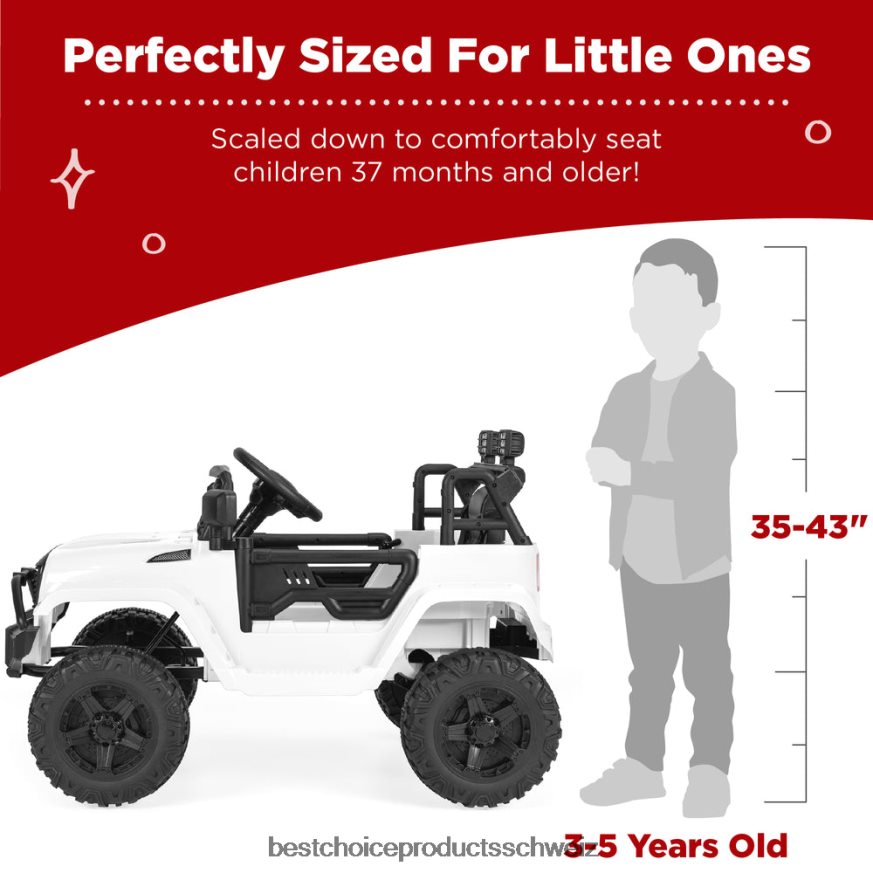 Best Choice Products 12-V-Aufsitz-LKW für Kinder mit Elternfernbedienung und Federung Weiß 2JD022489