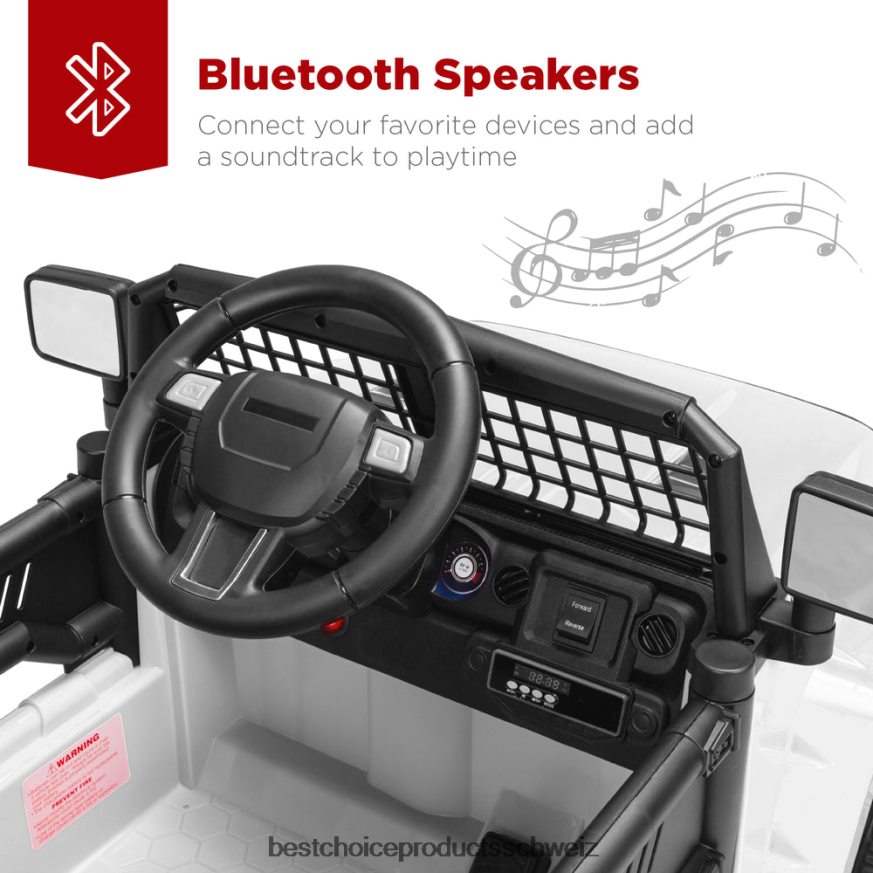 Best Choice Products 12-V-Aufsitz-LKW für Kinder mit Elternfernbedienung und Federung Weiß 2JD022489