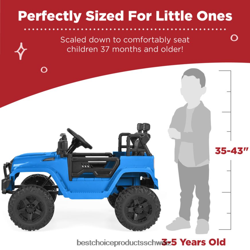 Best Choice Products 12-V-Aufsitz-LKW für Kinder mit Elternfernbedienung und Federung hellblau 2JD022491