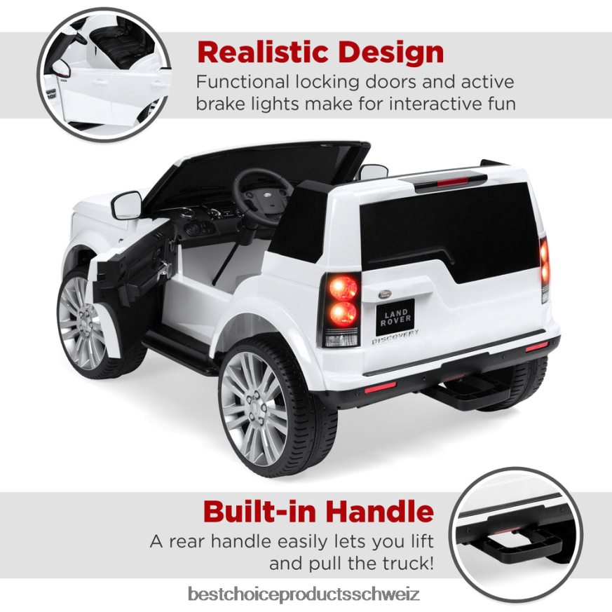 Best Choice Products 12-V-Zweisitzer, lizenzierter Land Rover zum Aufsitzen, mit Eltern-Fernbedienung Weiß 2JD022315