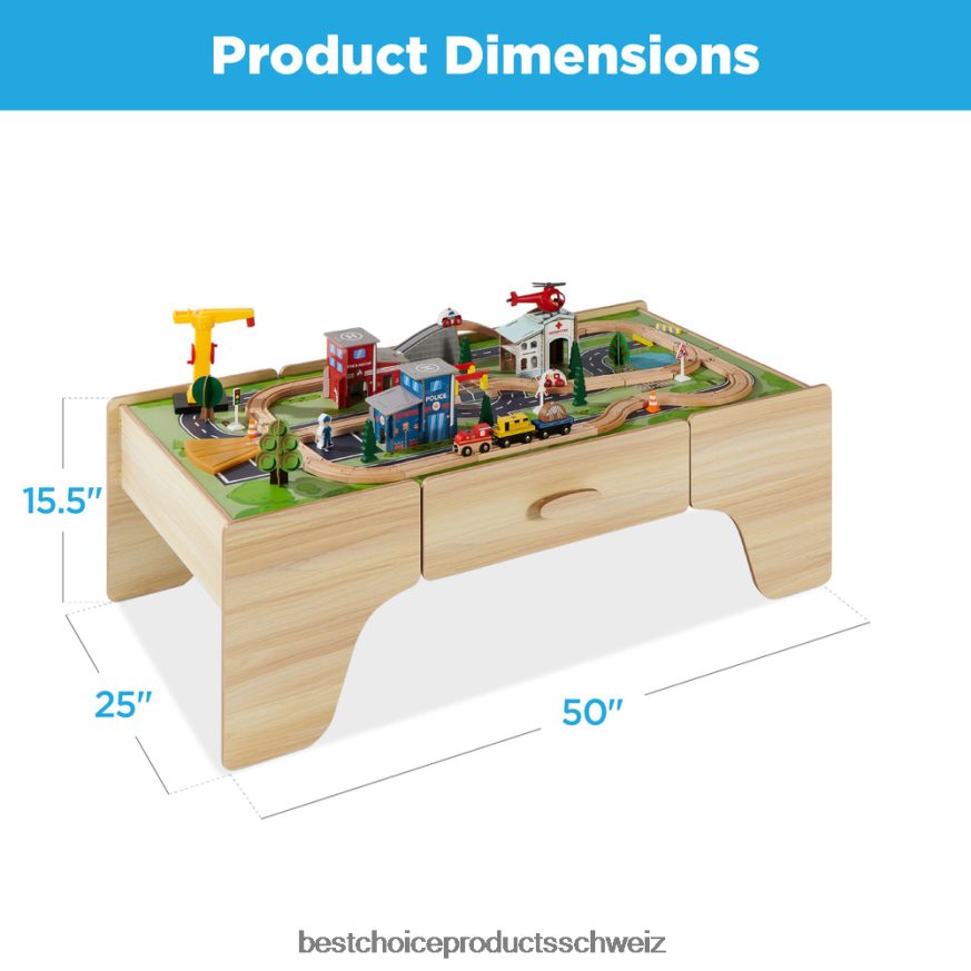 Best Choice Products 35-teiliger Eisenbahntisch, großes Mehrzweck-Spielset mit umkehrbarer Tischplatte Mehrfarbig 2JD022483