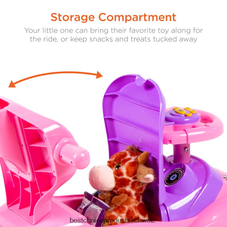 Best Choice Products 3-in-1-Schiebeauto für Kinder mit Griff und Hupe Rosa 2JD0221001