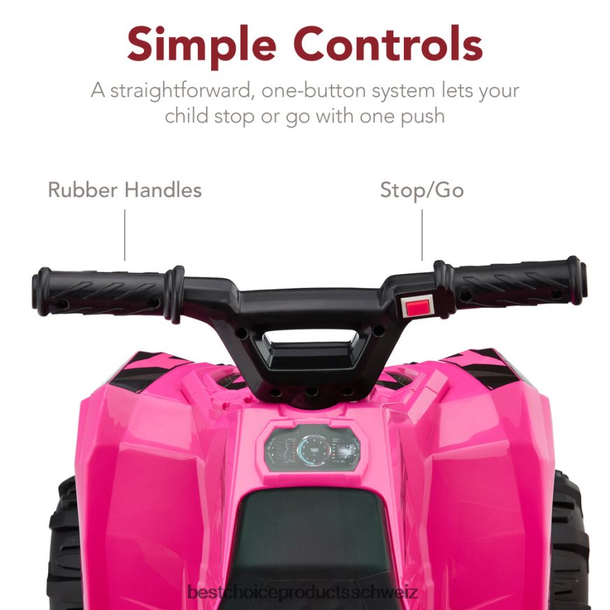 Best Choice Products 6-V-4-Rad-Quad-ATV-Kinderauto zum Aufsitzen mit 1,8 Meilen pro Stunde Höchstgeschwindigkeit und Profilreifen heißes Rosa 2JD022526