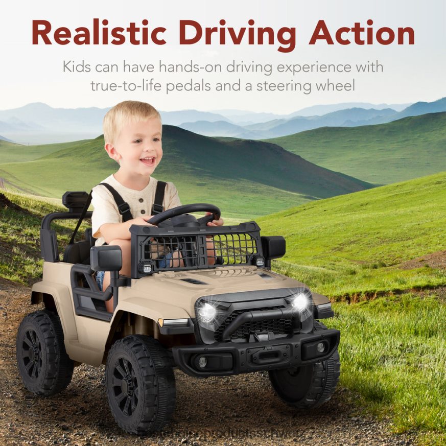 Best Choice Products 6-V-Aufsitz-LKW für Kinder mit Elternfernbedienung und Allradfederung Sand 2JD022554