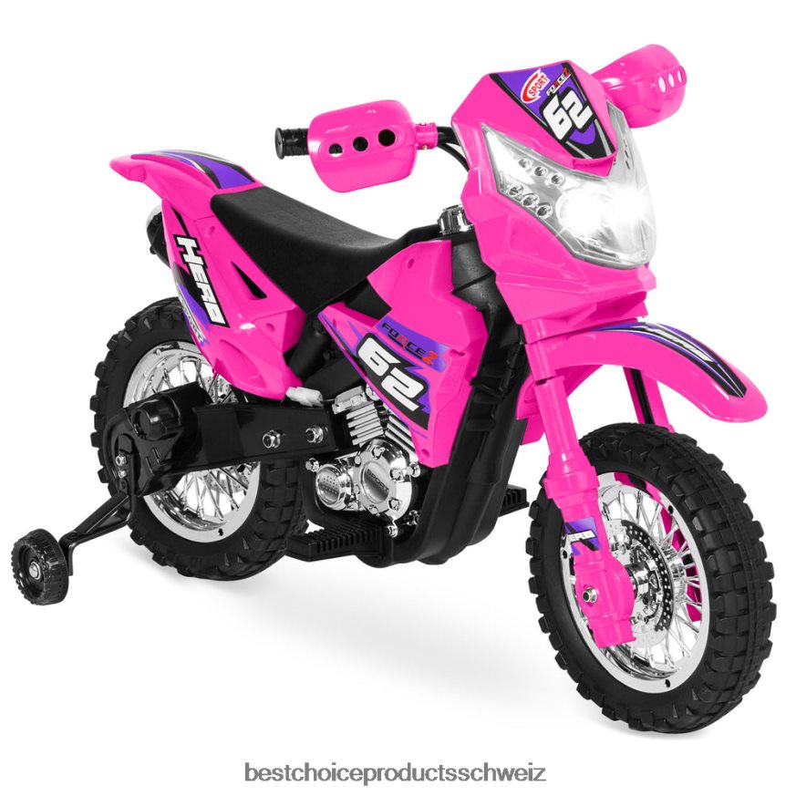 Best Choice Products 6-V-Elektro-Aufsitzmotorrad für Kinder mit Stützrädern, Lichtern und Musik heißes Rosa 2JD022522