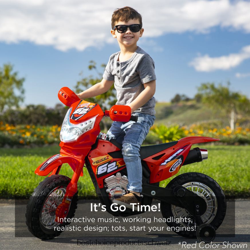 Best Choice Products 6-V-Elektro-Aufsitzmotorrad für Kinder mit Stützrädern, Lichtern und Musik heißes Rosa 2JD022522