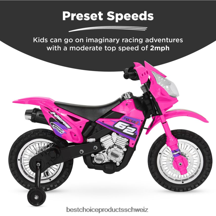 Best Choice Products 6-V-Elektro-Aufsitzmotorrad für Kinder mit Stützrädern, Lichtern und Musik heißes Rosa 2JD022522