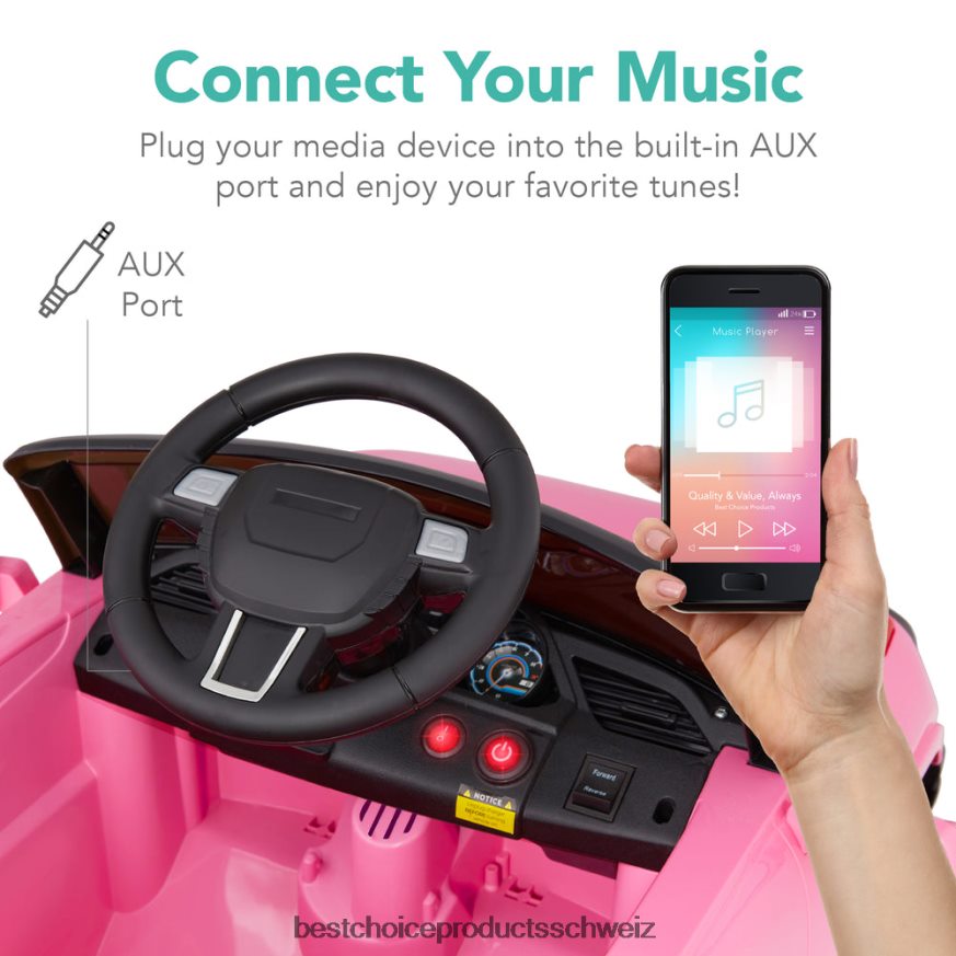 Best Choice Products 6-V-Kinder-Aufsitzauto-LKW-Spielzeug mit ferngesteuerter Elternsteuerung, 3 Geschwindigkeiten, Lichtern und Hupe Rosa 2JD0221016