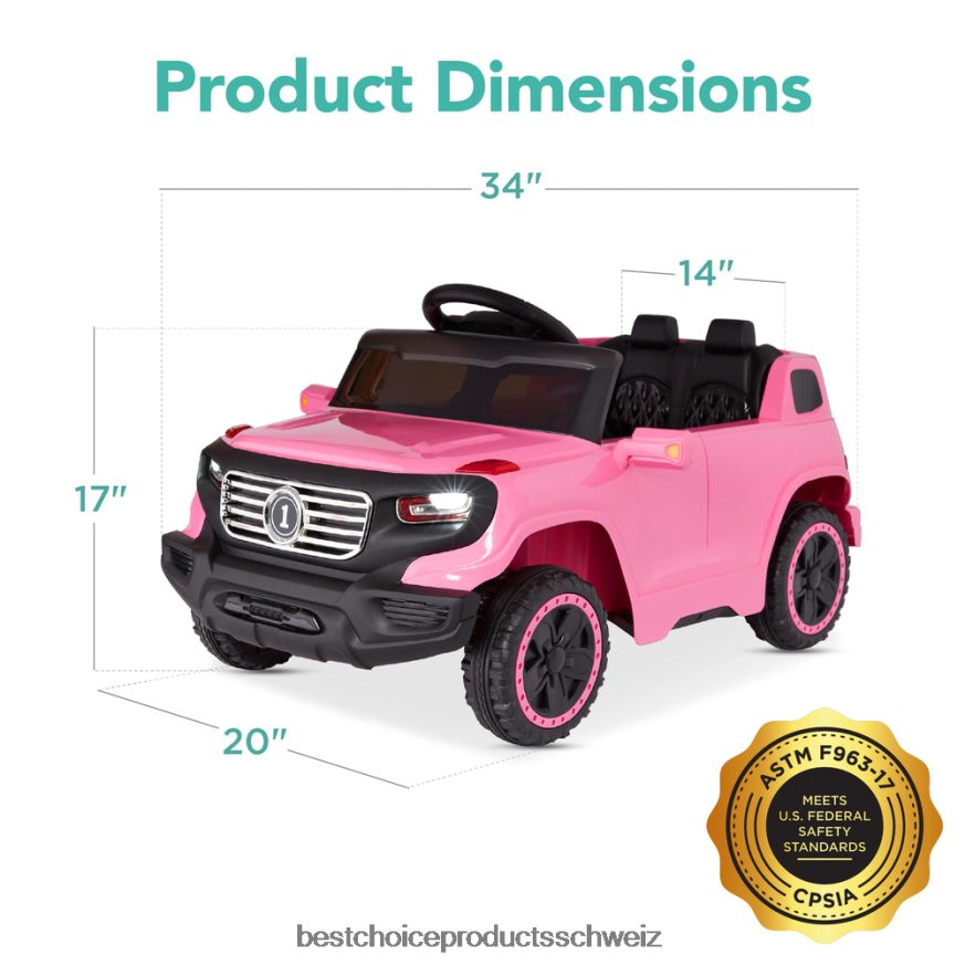 Best Choice Products 6-V-Kinder-Aufsitzauto-LKW-Spielzeug mit ferngesteuerter Elternsteuerung, 3 Geschwindigkeiten, Lichtern und Hupe Rosa 2JD0221016