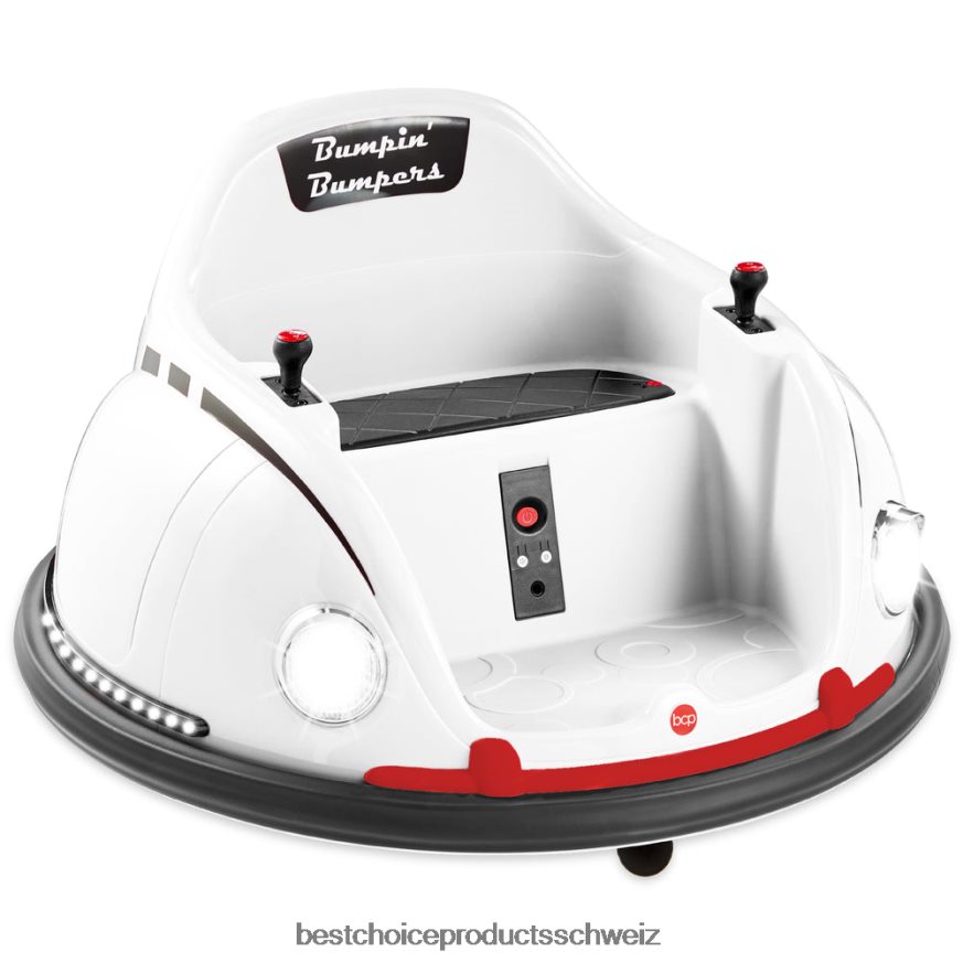 Best Choice Products 6-V-Kinderautoscooter mit Fernbedienung, Gurt, Lichtern und 360-Grad-Drehung Weiß 2JD022509