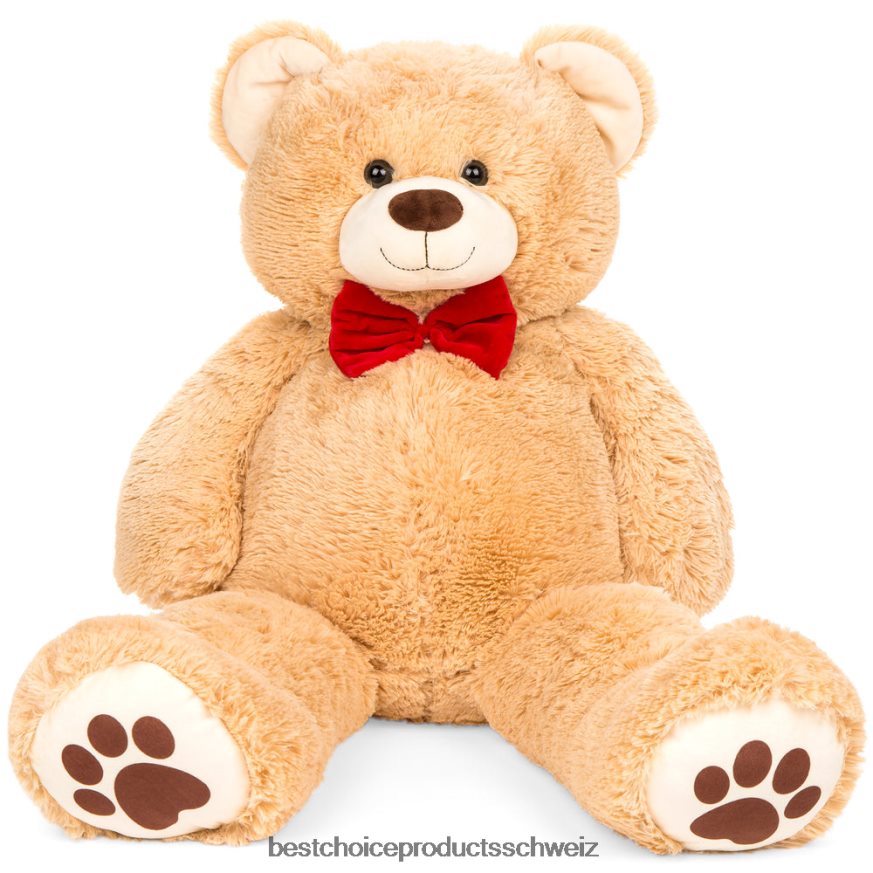 Best Choice Products Riesiger Plüsch-Teddybär, Stofftier mit Fliege, Pfotenabdrücke braun 2JD022481