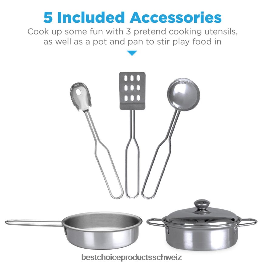 Best Choice Products Kinder-Bauernhaus-Spielküche mit Tafel, Ablageregalen und 5 Zubehörteilen abgeschrägtes Rosa 2JD022300