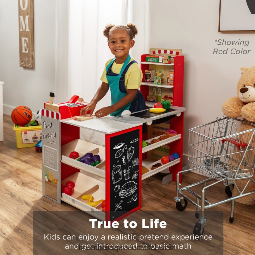 Best Choice Products Kinder tun so, als ob sie ein Spielzeugset im Supermarkt und im Supermarkt mit Zubehör spielen würden Grün 2JD022308