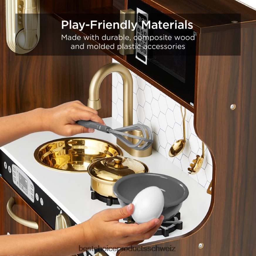 Best Choice Products Rollenspielküche aus Holz für Kinder mit 11 Zubehörteilen Espresso 2JD022294