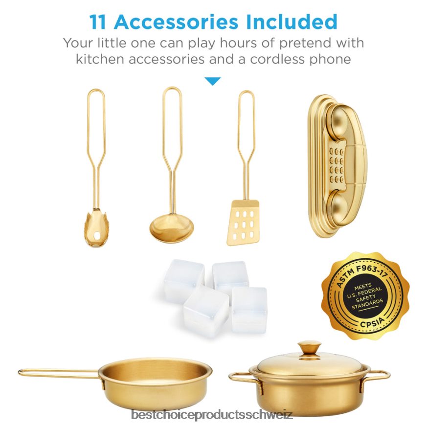 Best Choice Products Rollenspielküche aus Holz für Kinder mit 11 Zubehörteilen Espresso 2JD022294