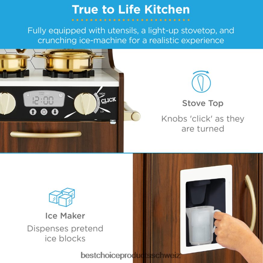 Best Choice Products Rollenspielküche aus Holz für Kinder mit 11 Zubehörteilen Espresso 2JD022294