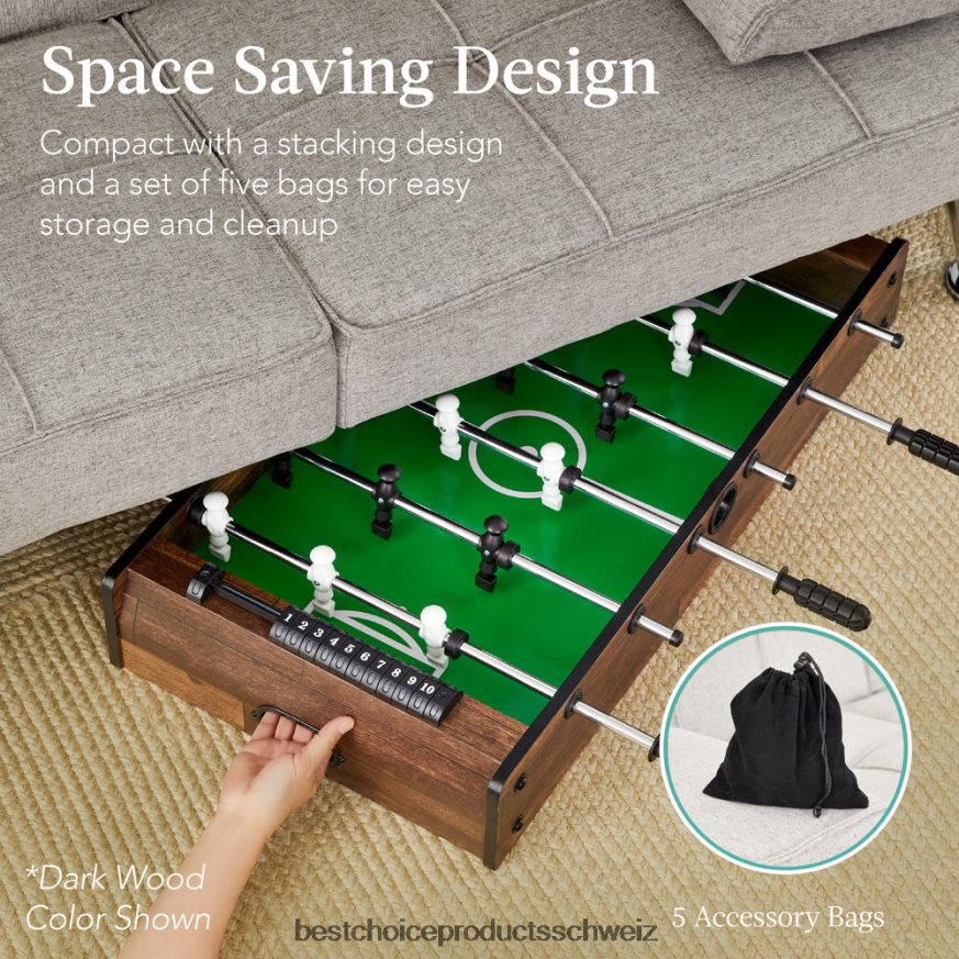 Best Choice Products 11-in-1-Kombispielset mit Tischtennis, Tischfußball, Airhockey und 5 Aufbewahrungstaschen helles Holz 2JD0221010