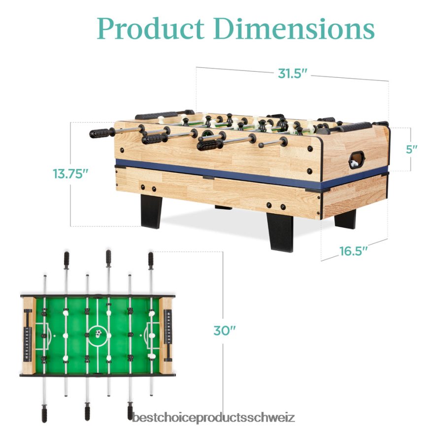 Best Choice Products 11-in-1-Kombispielset mit Tischtennis, Tischfußball, Airhockey und 5 Aufbewahrungstaschen helles Holz 2JD0221010