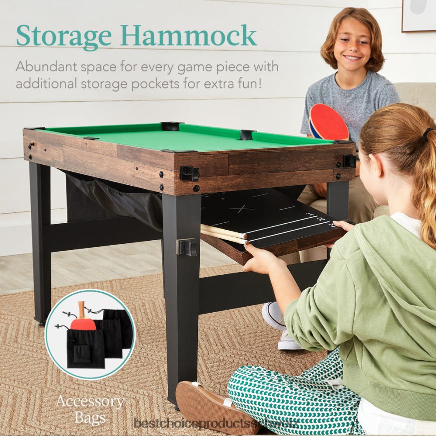 Best Choice Products 13-in-1-Kombi-Spieltischset mit Tischtennis, Tischfußball, Basketball und Airhockey dunkelbraun 2JD022286