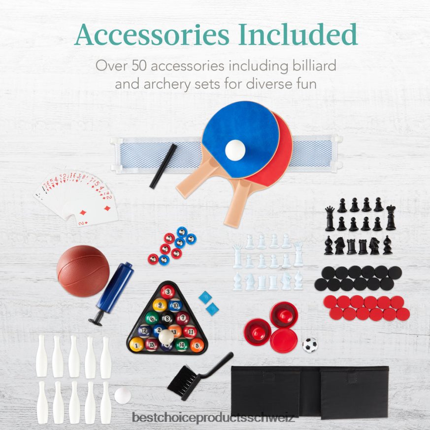 Best Choice Products 13-in-1-Kombi-Spieltischset mit Tischtennis, Tischfußball, Basketball und Airhockey dunkelbraun 2JD022286