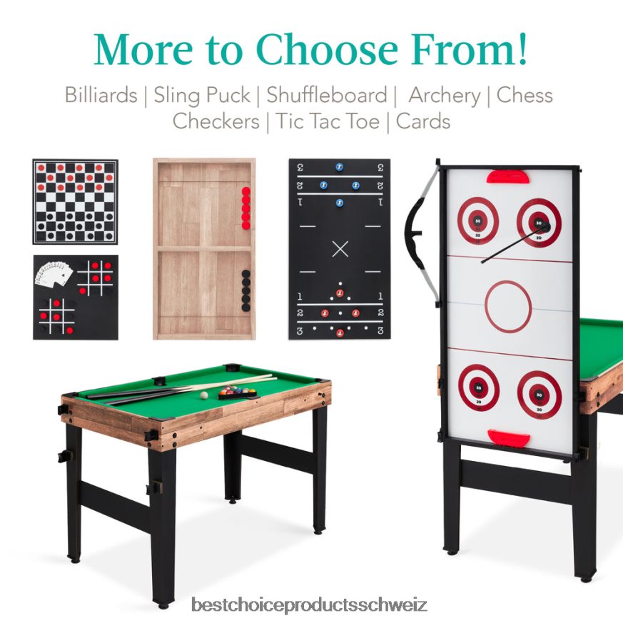 Best Choice Products 13-in-1-Kombi-Spieltischset mit Tischtennis, Tischfußball, Basketball und Airhockey natürlich 2JD022287