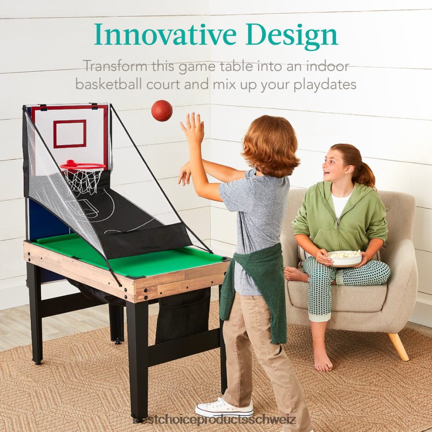 Best Choice Products 13-in-1-Kombi-Spieltischset mit Tischtennis, Tischfußball, Basketball und Airhockey natürlich 2JD022287