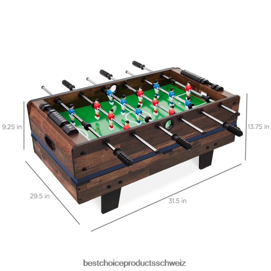 Best Choice Products 4-in-1-Multispieltischset mit Airhockey, Tischtennis, Billard und Tischfußball dunkles Holz 2JD022547