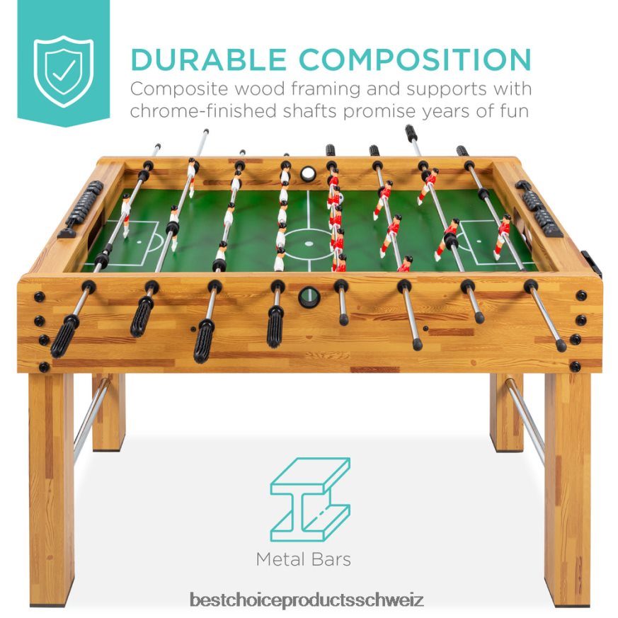 Best Choice Products Kickertisch, Arcade-Tischfußball mit 2 Getränkehaltern, 2 Bällen Hellbraun 2JD022548