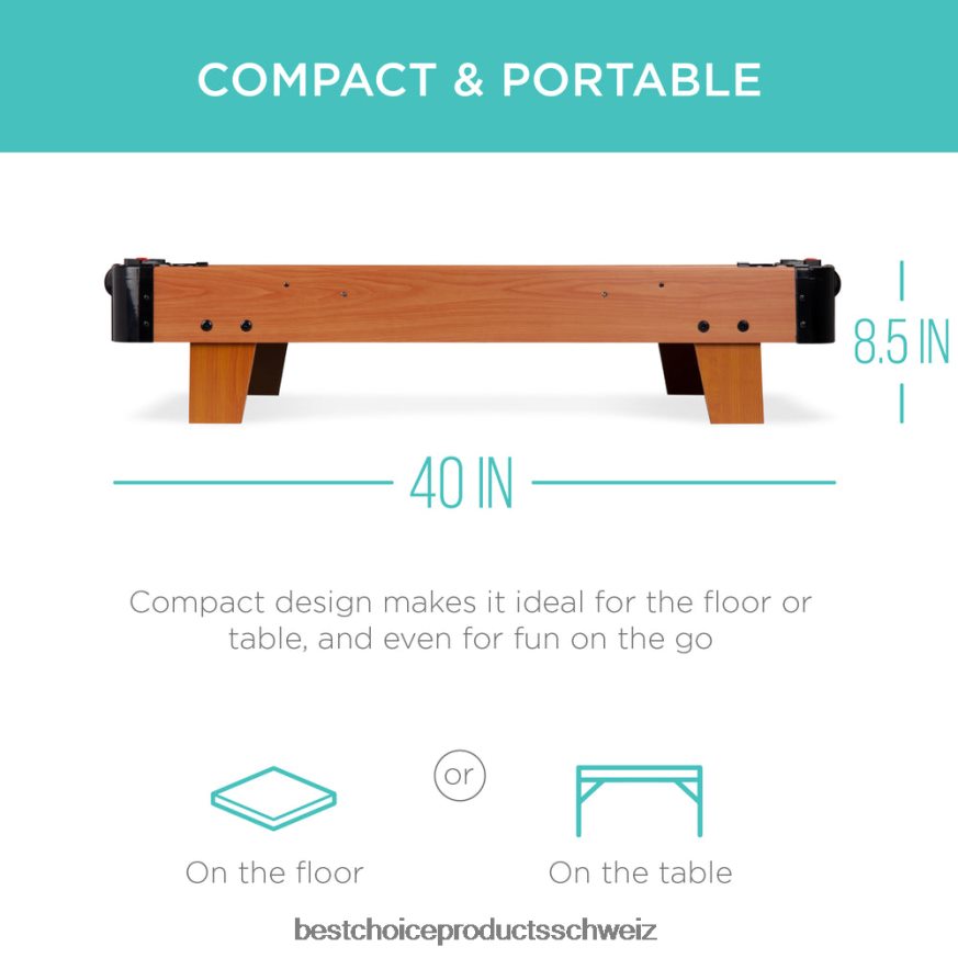 Best Choice Products Tisch-Airhockey-Arcade-Spieltisch mit 2 Pucks und 2 Strikern Weiß 2JD022279