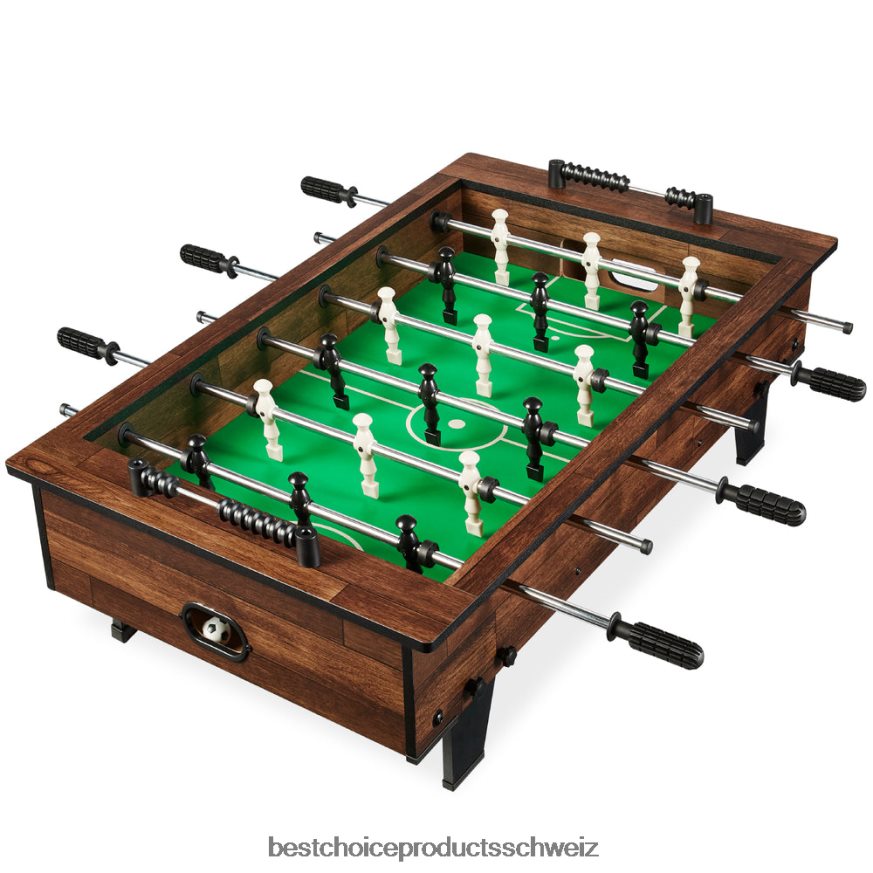 Best Choice Products Tischfußballset, Arcade-Tischfußball mit 2 Bällen dunkles Holz 2JD022545