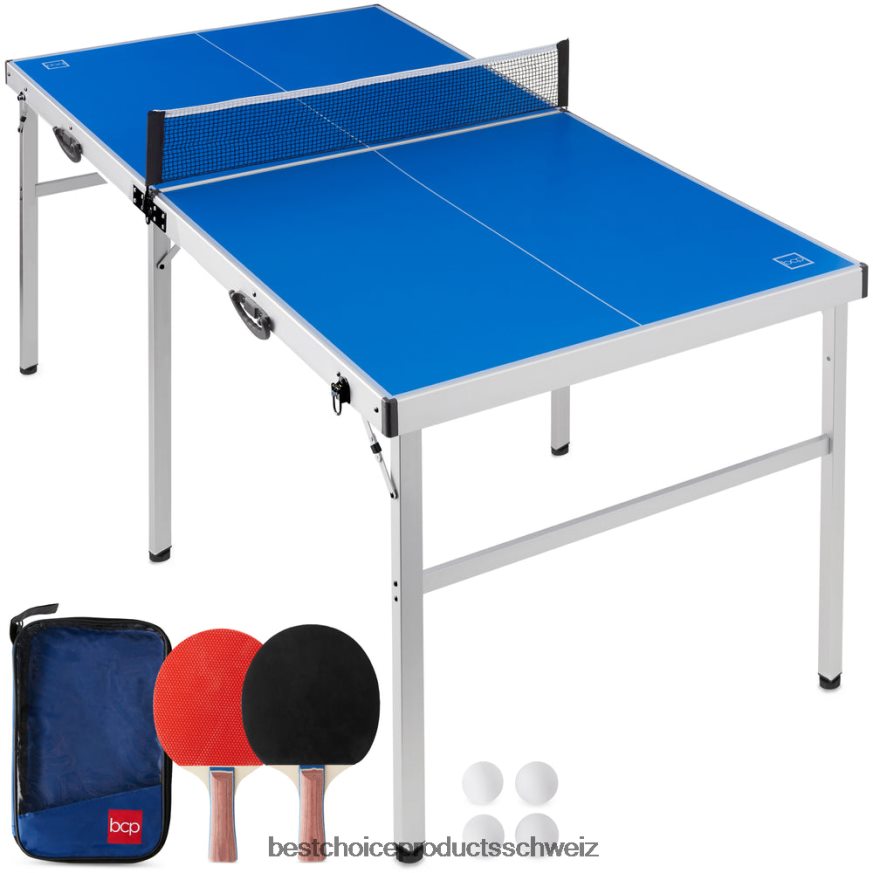 Best Choice Products Tragbares Tischtennis-Spielset mit Schlägern und Bällen Blau 2JD022542