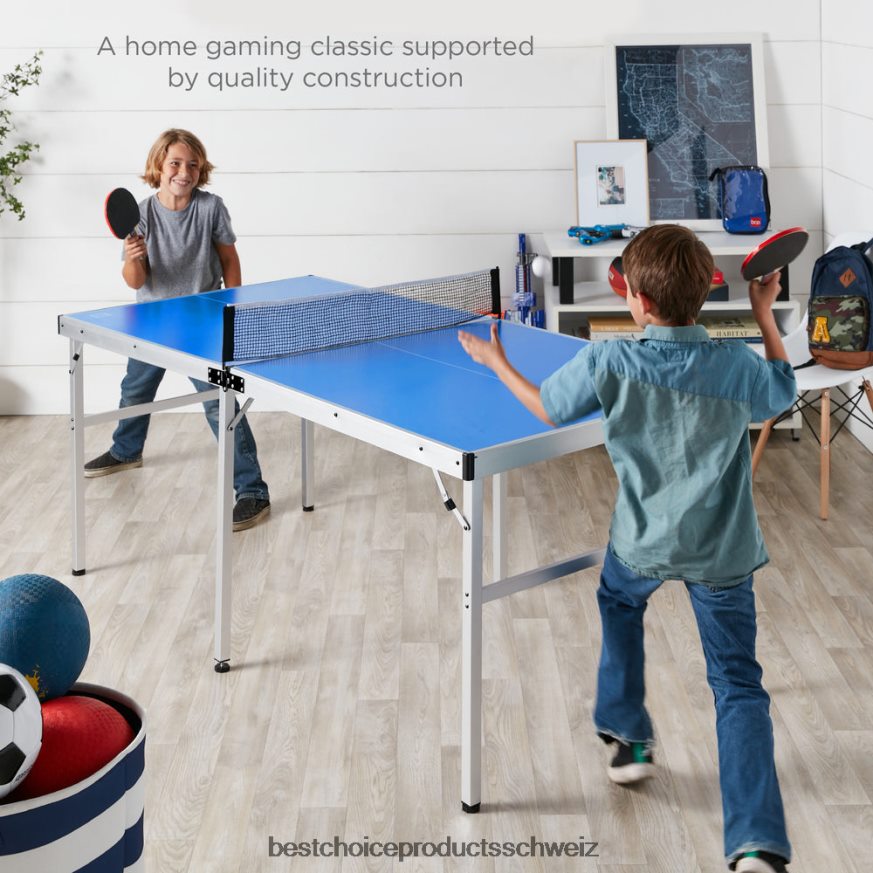 Best Choice Products Tragbares Tischtennis-Spielset mit Schlägern und Bällen Blau 2JD022542
