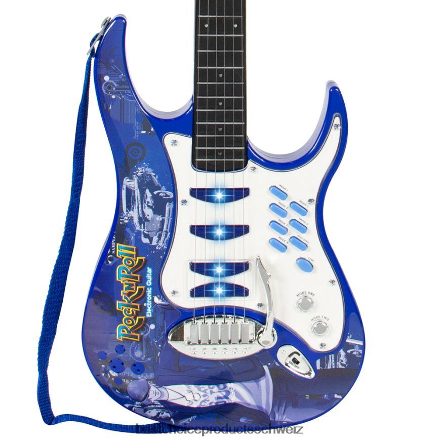 Best Choice Products E-Gitarre-Spielzeug-Spielset für Kinder mit 6 Liedern, Mikrofon, Verstärker Blau 2JD022281