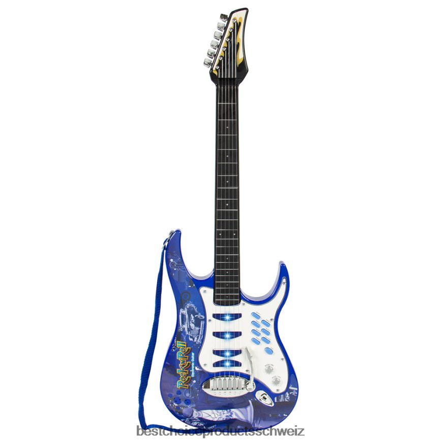 Best Choice Products E-Gitarre-Spielzeug-Spielset für Kinder mit 6 Liedern, Mikrofon, Verstärker Blau 2JD022281