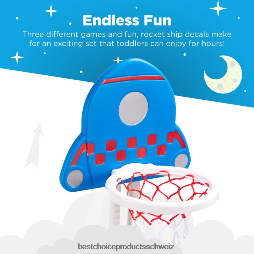 Best Choice Products 3-in-1-Basketballkorb-Sportaktivitätscenter-Spielset für Kleinkinder blau mit Ringwurf 2JD022479