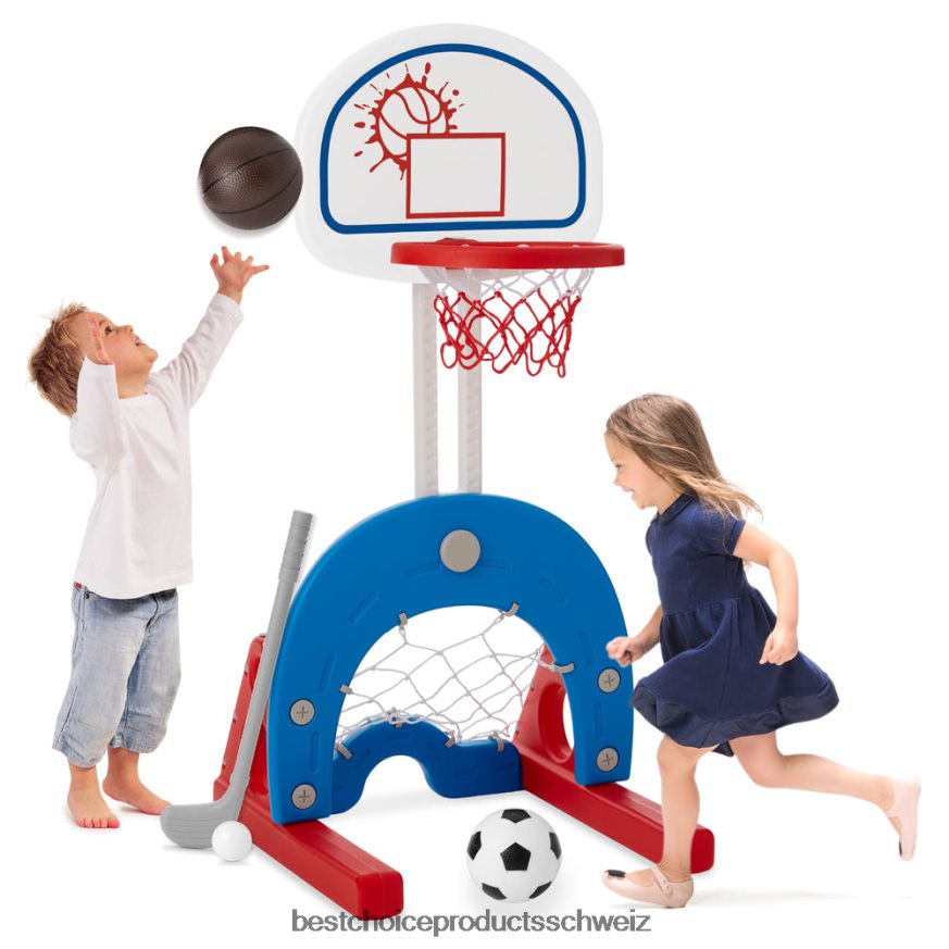 Best Choice Products 3-in-1-Basketballkorb-Sportaktivitätscenter-Spielset für Kleinkinder weiß mit Golf 2JD022480
