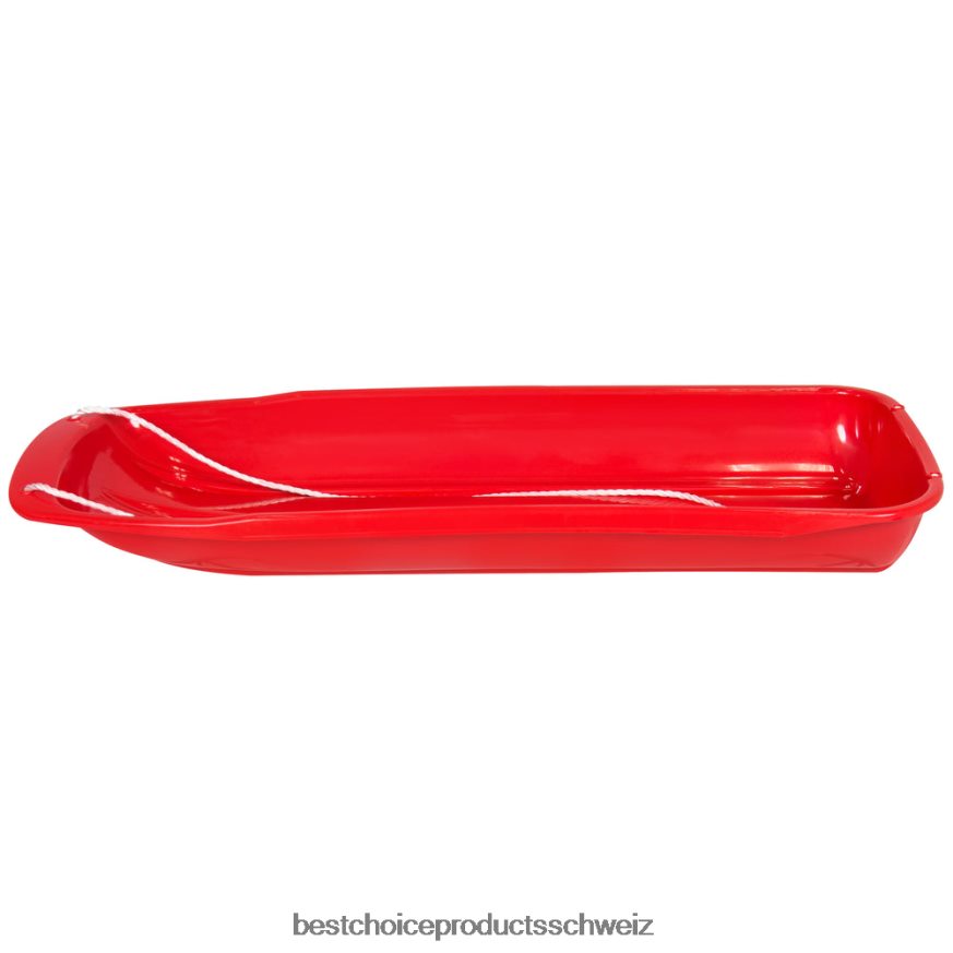 Best Choice Products 48-Zoll-Kinderrodel-Schneeschlittenbrett mit Zugseil und gebogenen Kanten Rot 2JD0221022