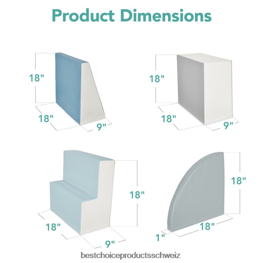 Best Choice Products 4-teiliges Kletter- und Krabbelspielset mit weichen Schaumstoffformen für Kinder Blau 2JD022570