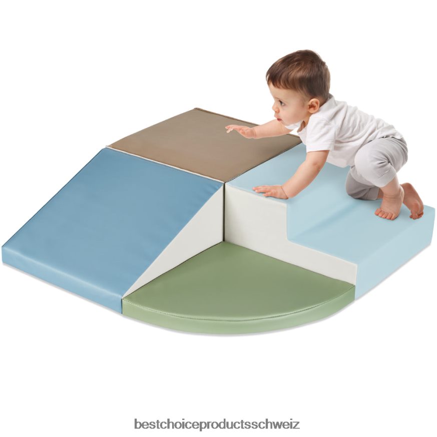 Best Choice Products 4-teiliges Kletter- und Krabbelspielset mit weichen Schaumstoffformen für Kinder Erdton 2JD022572