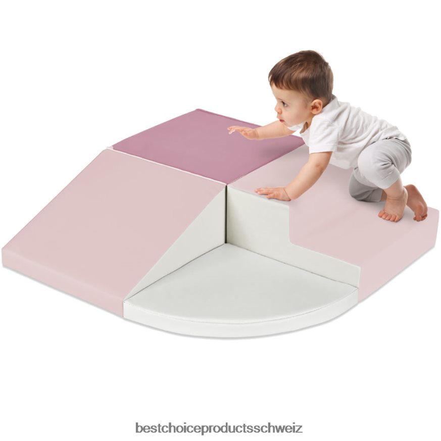 Best Choice Products 4-teiliges Kletter- und Krabbelspielset mit weichen Schaumstoffformen für Kinder Rosa 2JD022569