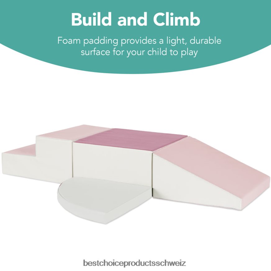Best Choice Products 4-teiliges Kletter- und Krabbelspielset mit weichen Schaumstoffformen für Kinder Rosa 2JD022569