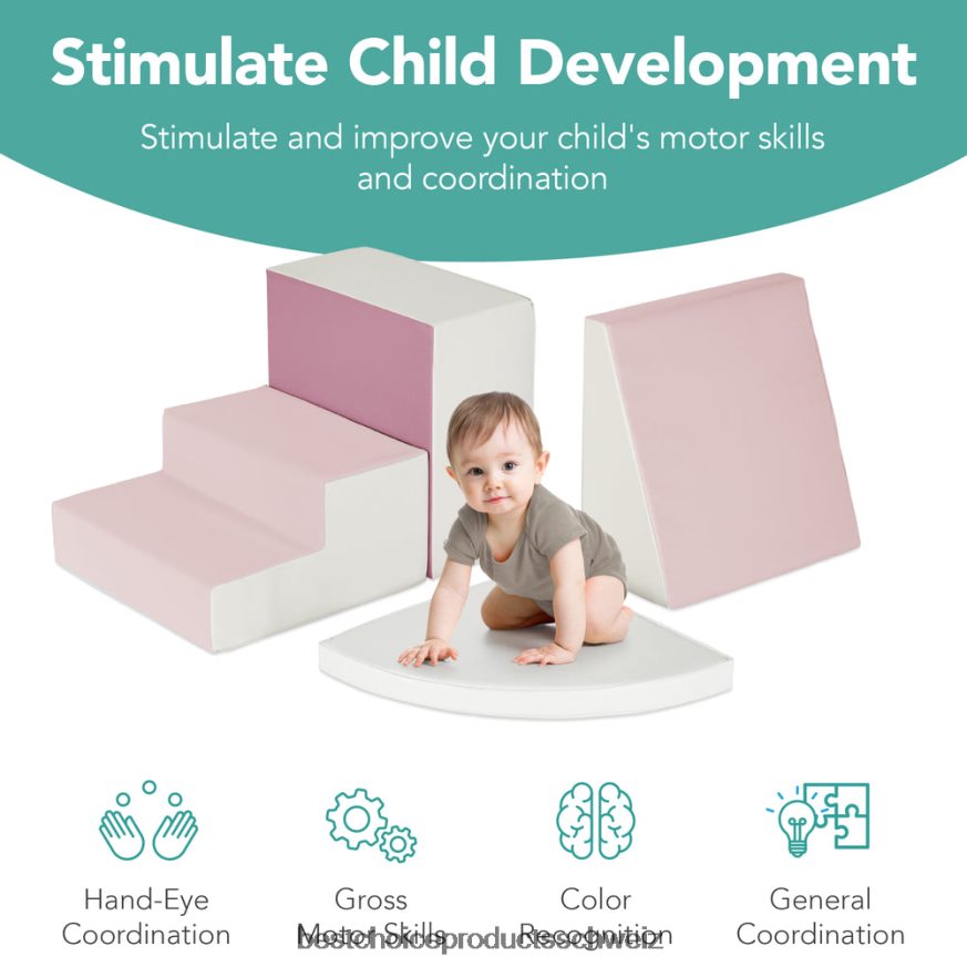 Best Choice Products 4-teiliges Kletter- und Krabbelspielset mit weichen Schaumstoffformen für Kinder Rosa 2JD022569