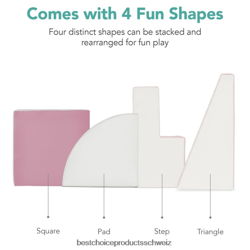 Best Choice Products 4-teiliges Kletter- und Krabbelspielset mit weichen Schaumstoffformen für Kinder Rosa 2JD022569