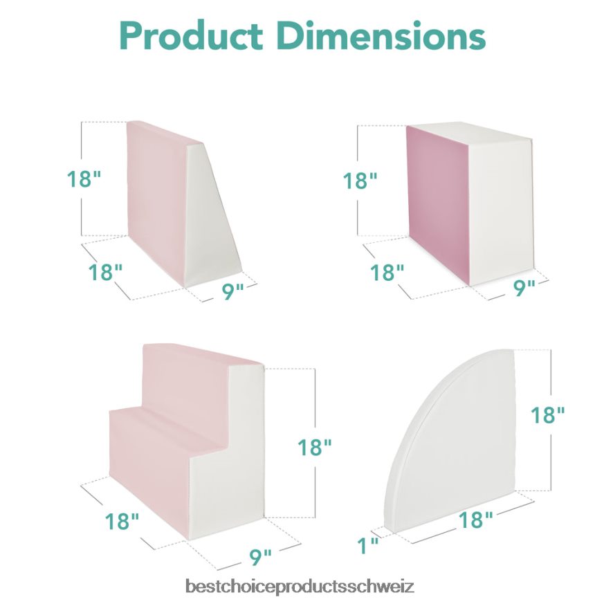 Best Choice Products 4-teiliges Kletter- und Krabbelspielset mit weichen Schaumstoffformen für Kinder Rosa 2JD022569
