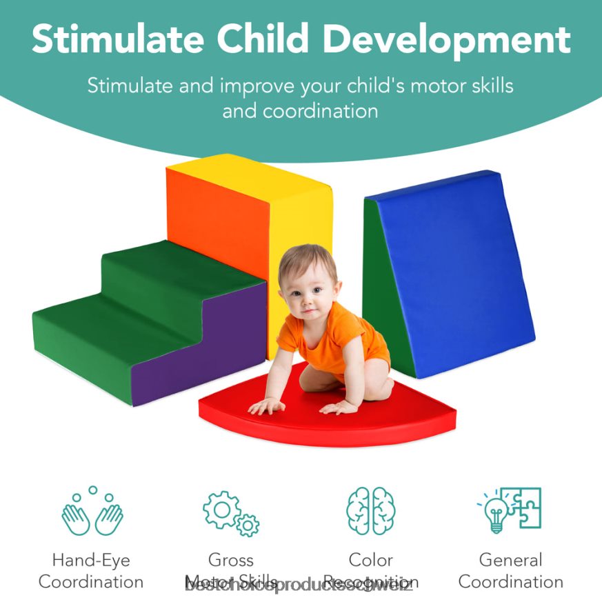 Best Choice Products 4-teiliges Kletter- und Krabbelspielset mit weichen Schaumstoffformen für Kinder mehrfarbig 2JD022568