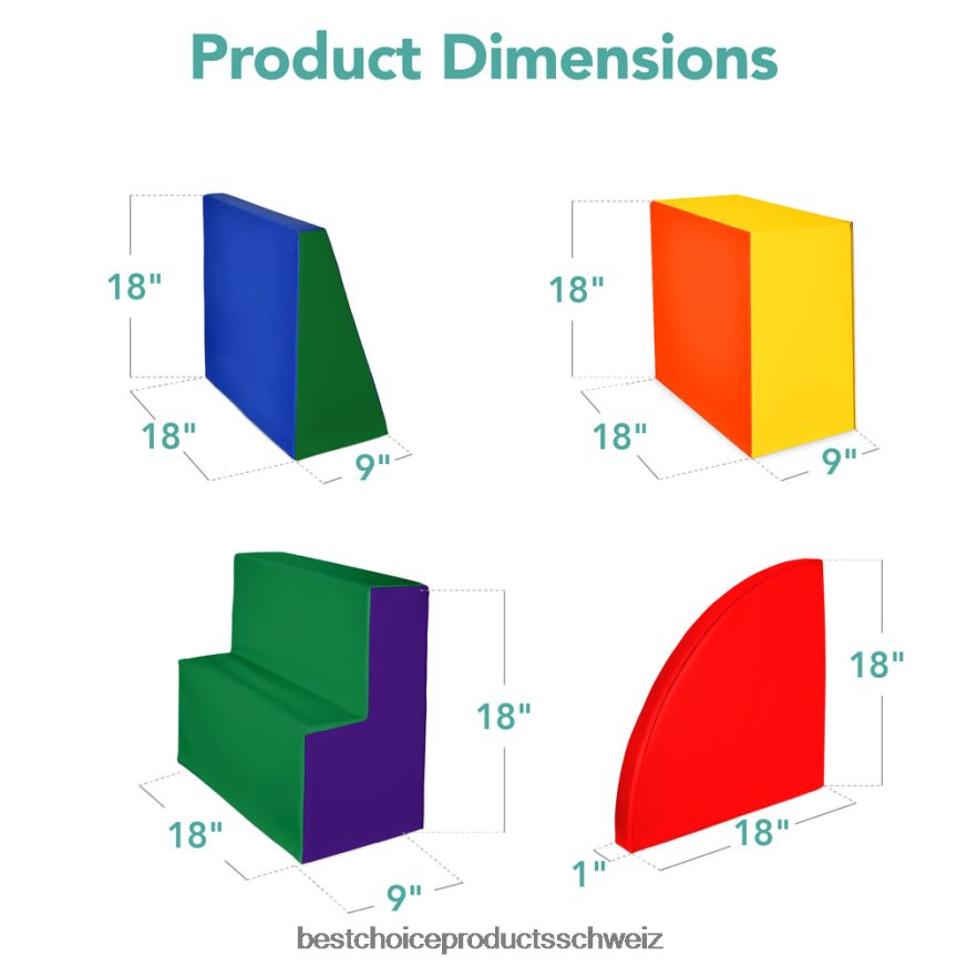 Best Choice Products 4-teiliges Kletter- und Krabbelspielset mit weichen Schaumstoffformen für Kinder mehrfarbig 2JD022568